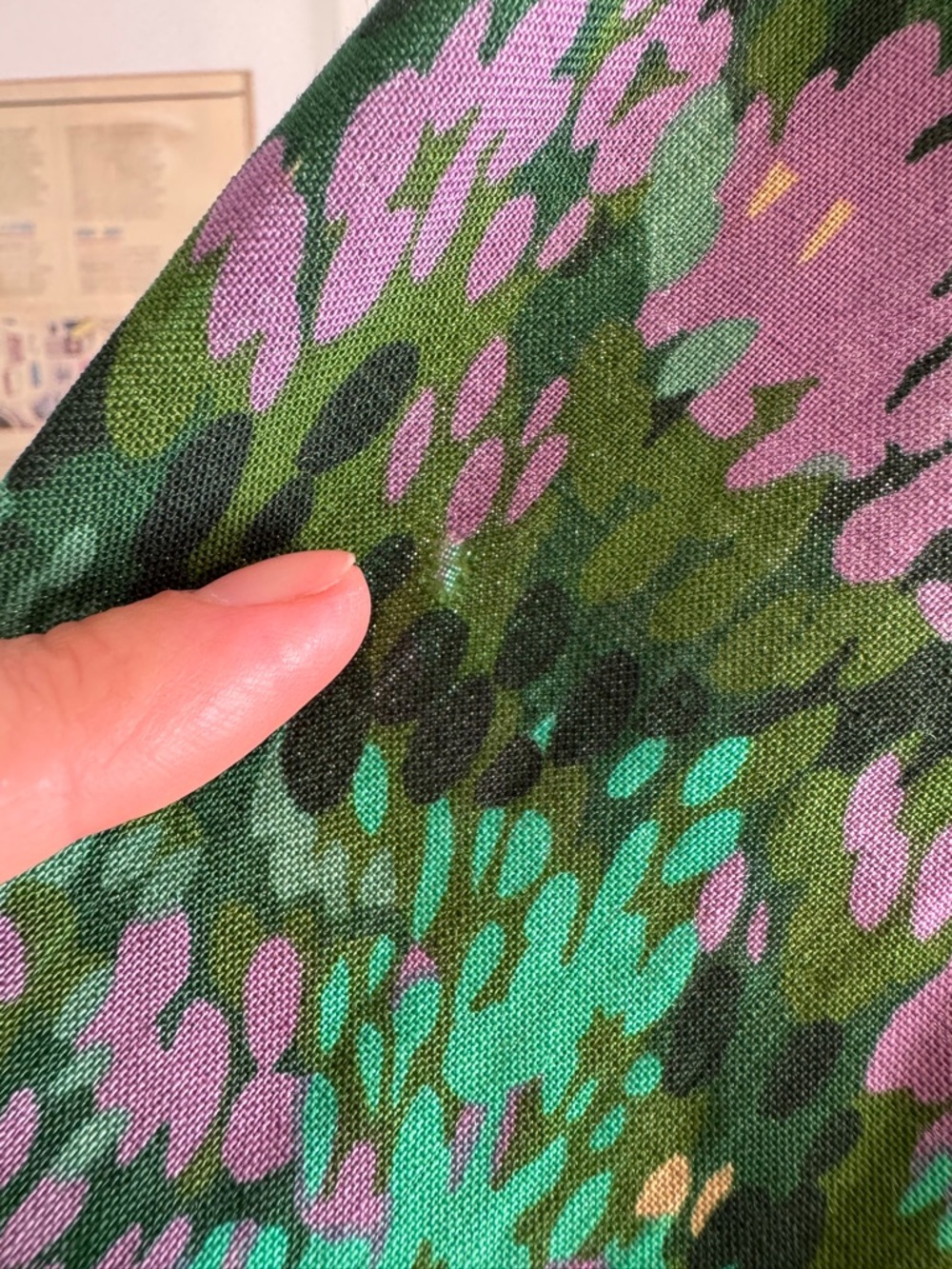 Yves Saint Laurent Rive Gauche Vintage Green & Purple Floral Dress (7.5-8, M) - Picture 10 of 12